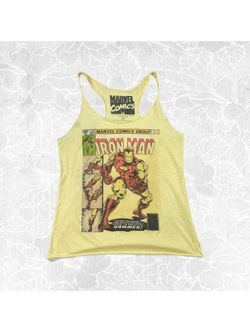 2009 Marvel Comics Iron Man Yellow Racerback Tank Top - Size S/P